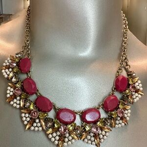 Elegant Pink and Gold Statement Necklace